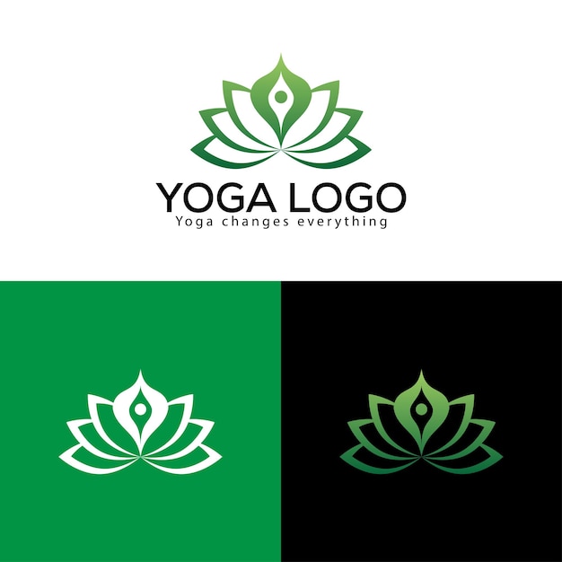 Vettore fantastico modello di progettazione del logo di vita yoga verde