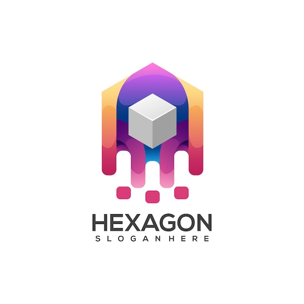 Awesome hexagon box logo kleurrijke abstract