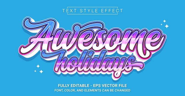 Vector awesome holidays text style effect editable graphic text template