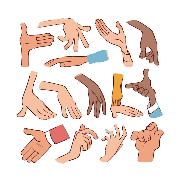 Awesome illustrations of hands with different positions and gestures