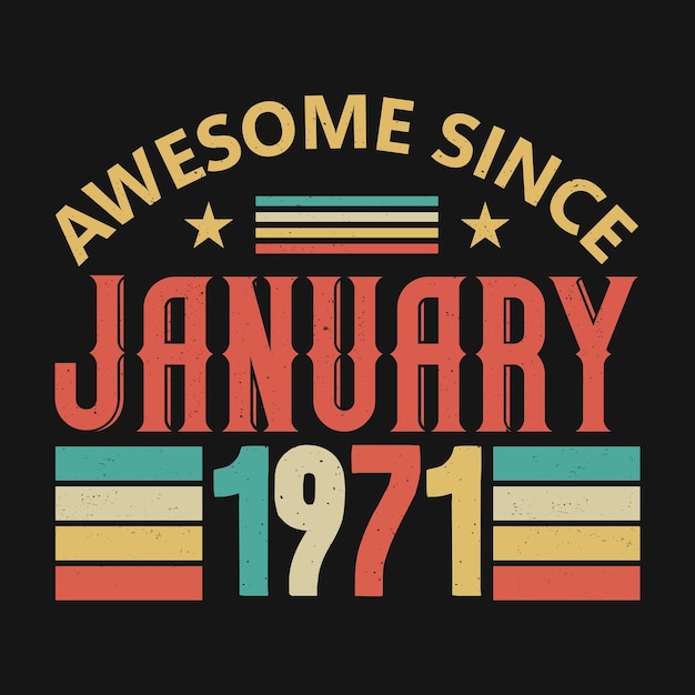 Vector awesome since january 1971 born in january 1971 vintage birthday quote design