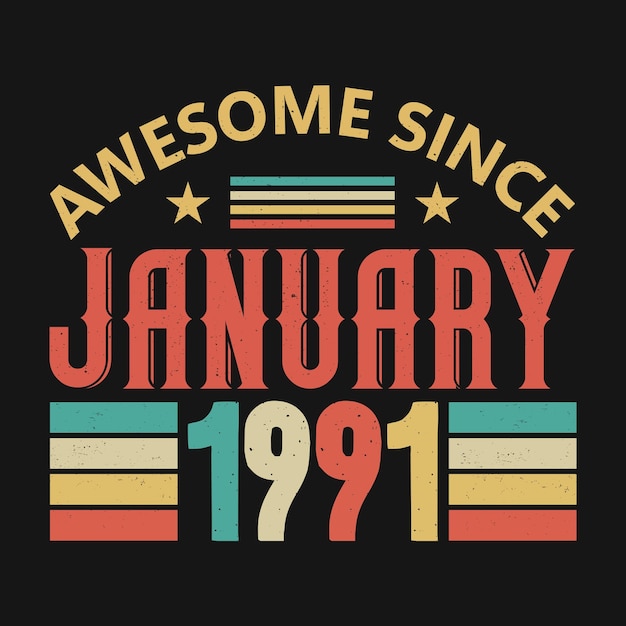 Awesome Since January 1991 Born in January 1991 vintage birthday quote design