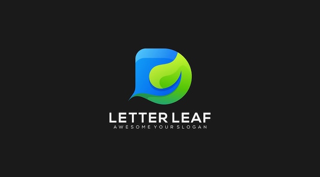 Fantastica lettera d foglia premium vettoriale e design del logo