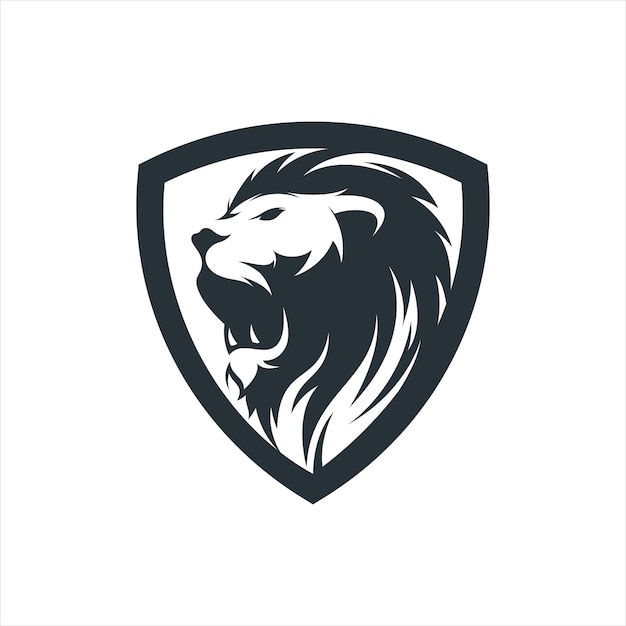 AWESOME LION SHIELD LOGO MASCOT VECTOR ILLUSTRATION