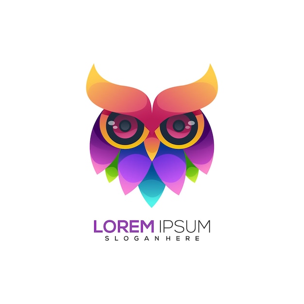 Vector awesome logo owl colorful gradient