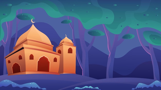 Awesome mosque vector design landscape illustration