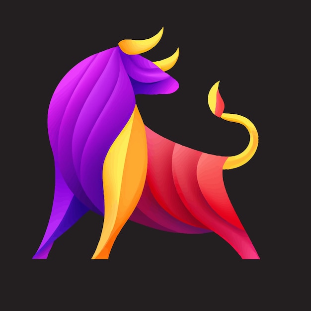 awesome multicolor colorful bull logo design vector