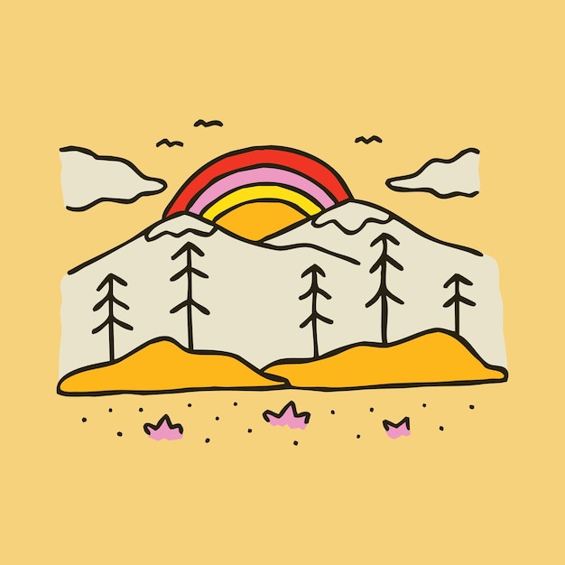 Awesome nature with sunrise graphic illustration vector art tshirt design