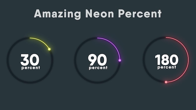 awesome neon percent with yellow, purple and red