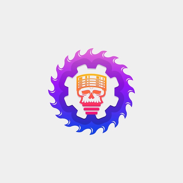 Awesome piston skull gear premium vector logo