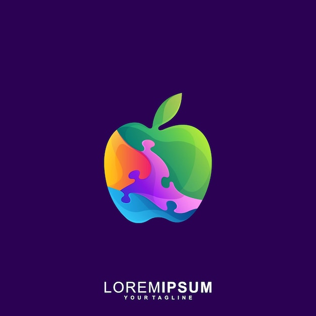 Vettore fantastico puzzle apple premium logo