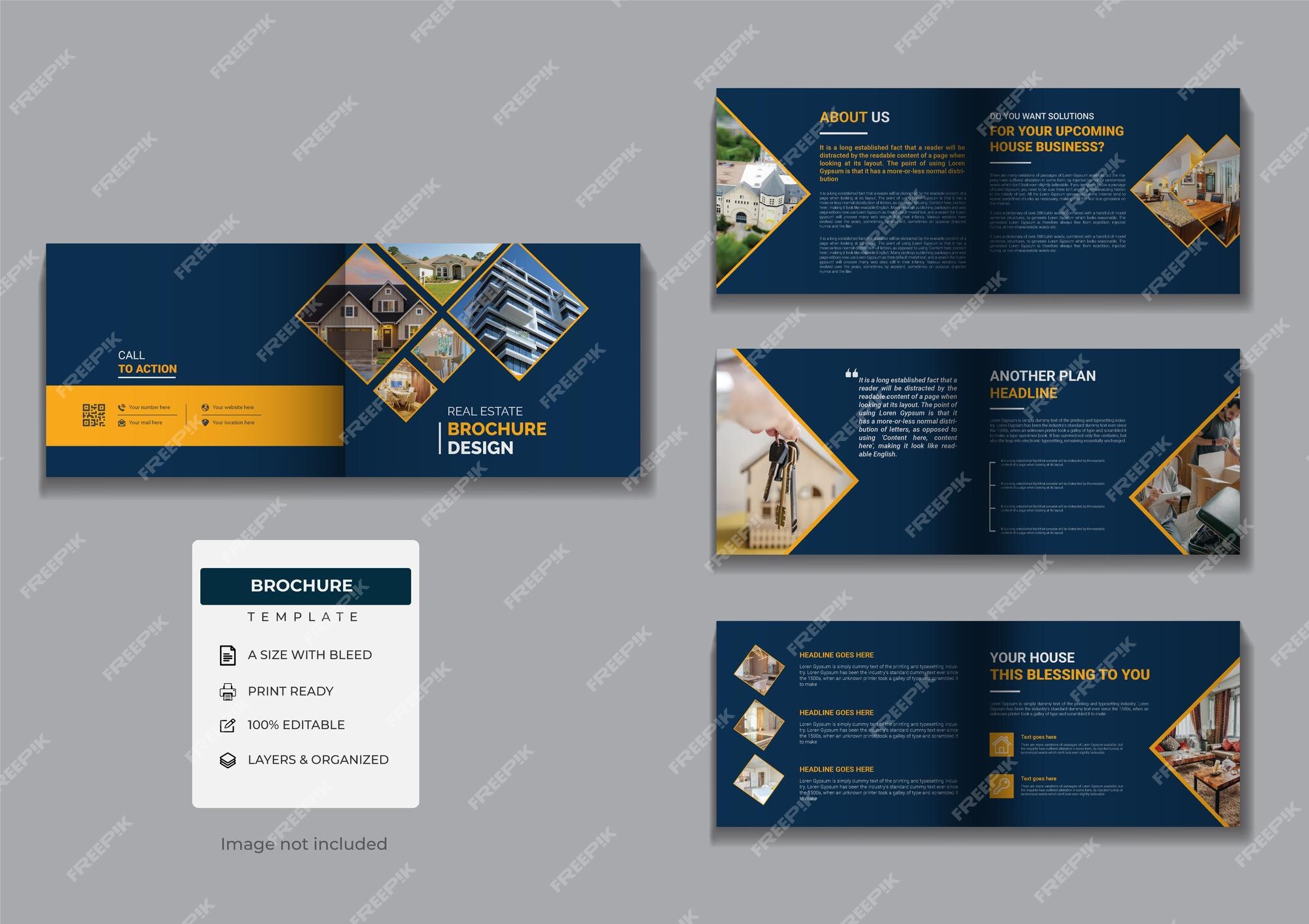 Premium Vector Awesome real estate landscape brochure design template Premium Vector Awesome real estate landscape brochure design template