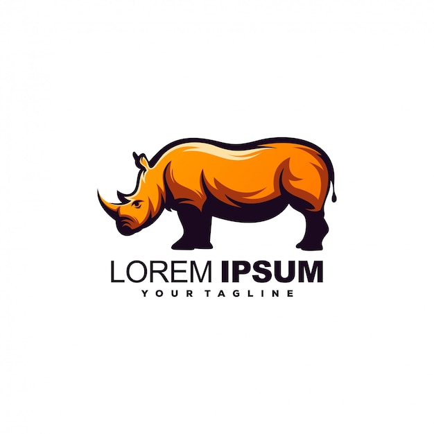 Вектор Удивительный дизайн логотипа носорога