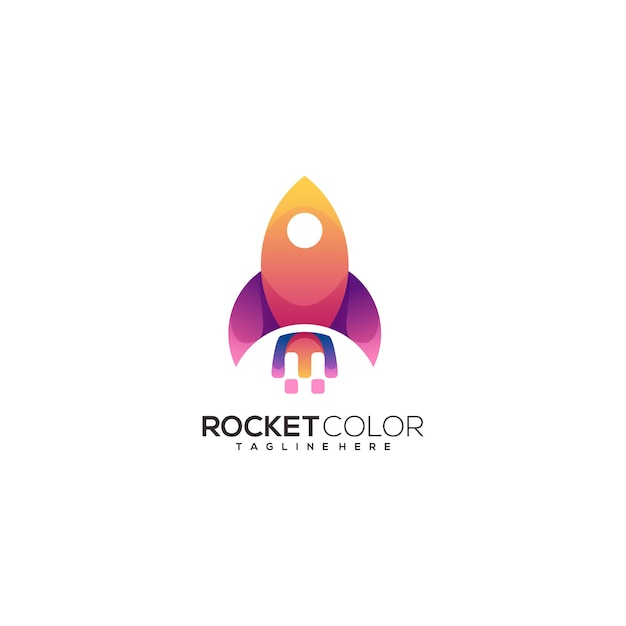 Vector awesome rocket logo colorful abstract
