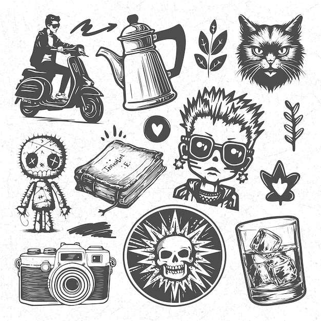 Vector awesome scribble hand drawn doodle tattoo element vector 10