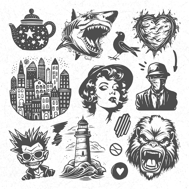 Vector awesome scribble hand drawn doodle tattoo element vector 5