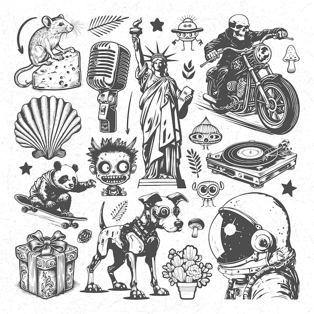 Вектор Удивительный ручной рисунок doodle tattoo element vector