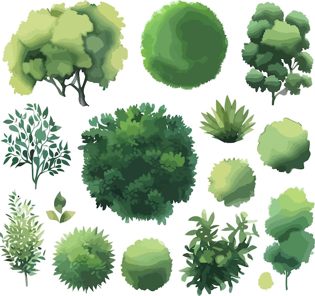 Awesome trees bushes shrubs seasesonal vector art