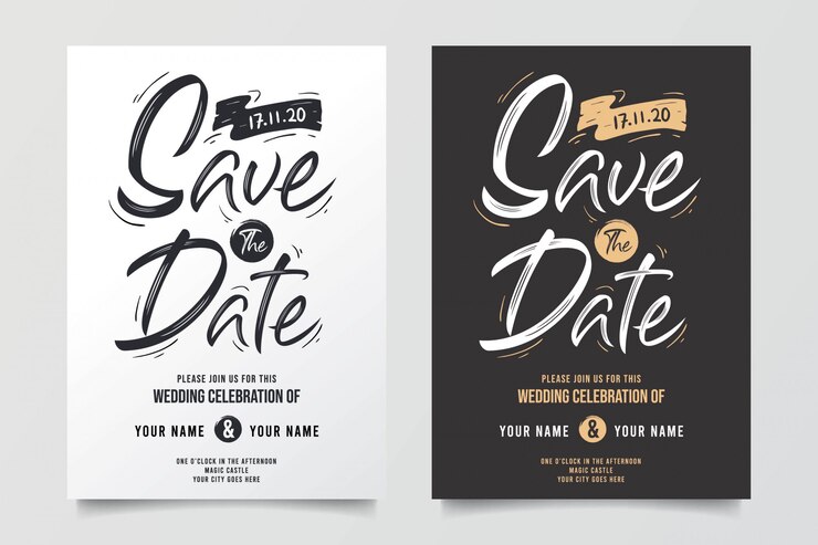 Vector awesome typographic wedding invitations