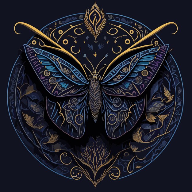 a awesome vector butterfly illustration artwork in engraving ornaments style