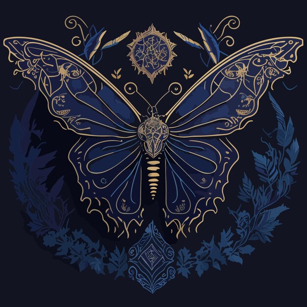 Vector a awesome vector butterfly illustration artwork in engraving ornaments style