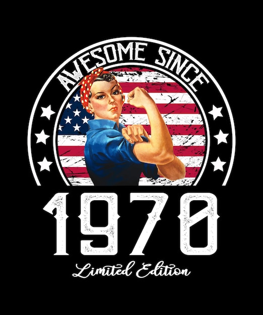 Awesome Since Vintage 1970 T-Shirt Design