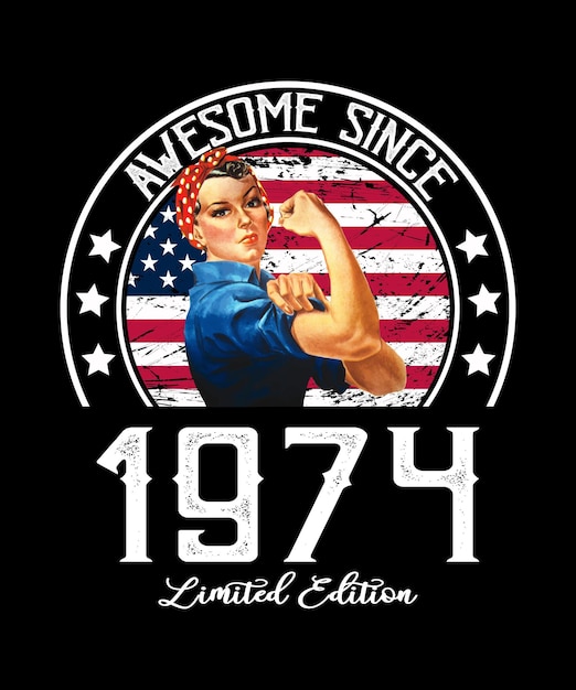 Awesome Since Vintage 1974 T-Shirt Design