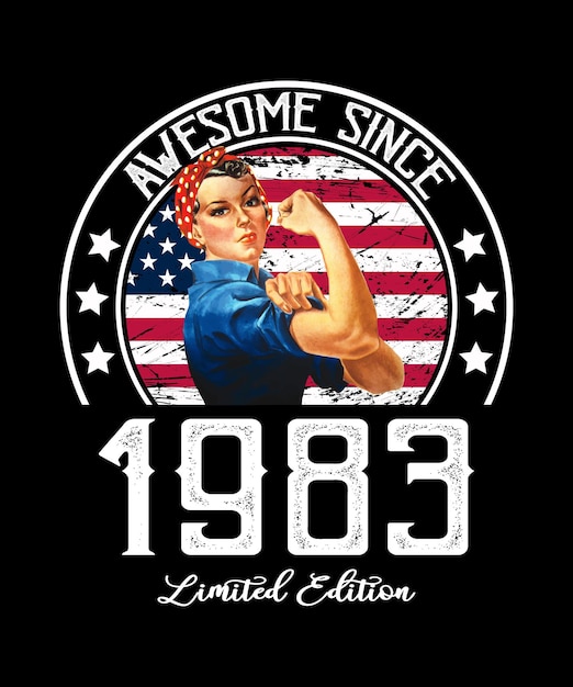 Vector awesome since vintage 1983 t-shirt design