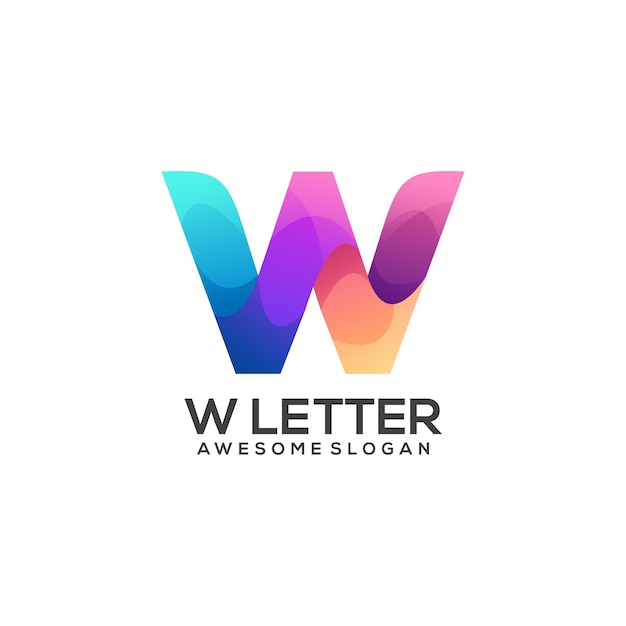 Awesome w letter logo colorful