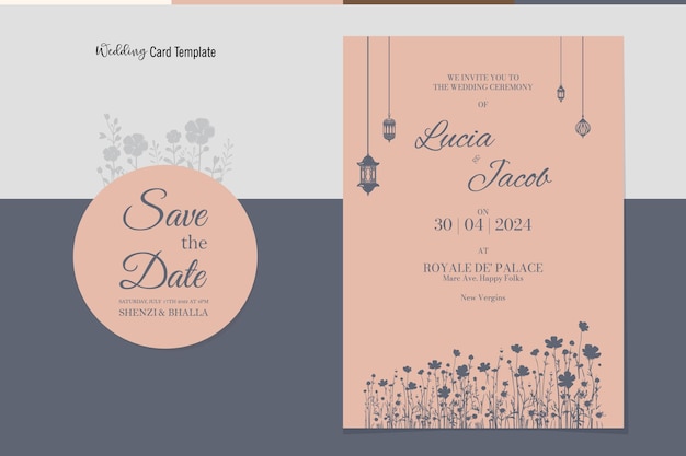 awesome Wedding card Design artwork classic style