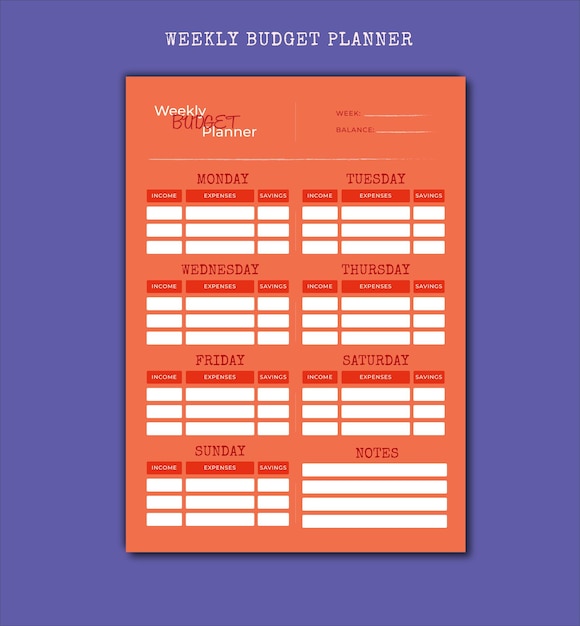 Awesome Weekly Budget Planner Template