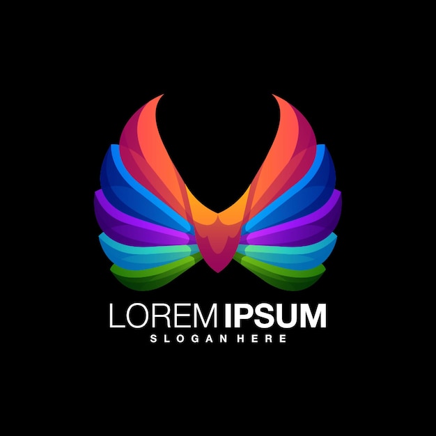 Awesome wing colorful logo design template