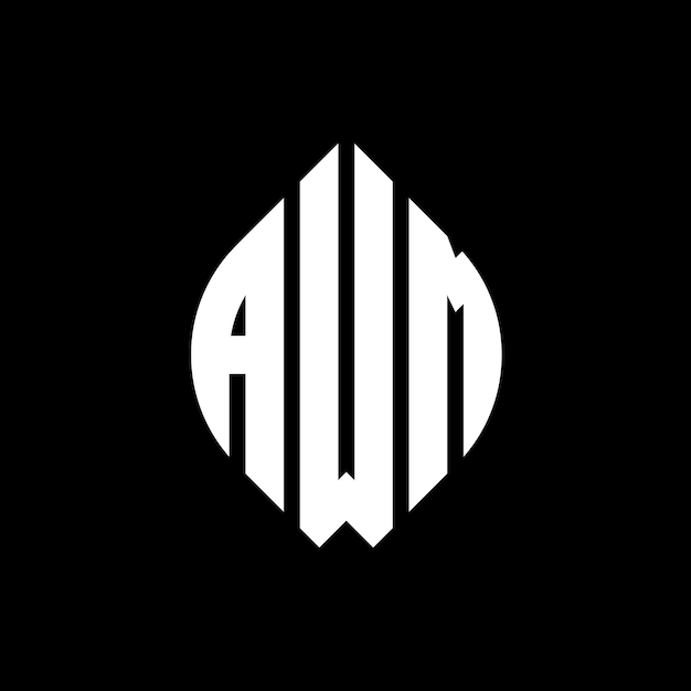 AWM 圓形字母標誌設計 圓形和圆形 AWM 圆字母用字體風格 三個頭字母形成一個圓形標誌 AWM 圆形章 抽象單字母 字母 標誌 矢量