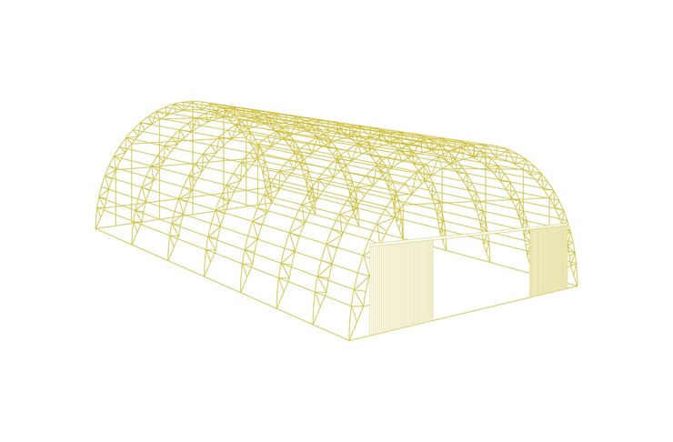 Vector awning tarpaulin tent temporary warehouse exhibition tunnel hall aircraft hangar