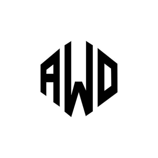 A.w.o.のロゴデザインはa.w.a.のポリゴンとキューブの形状でa. w.a.o. の六角形ベクトルロゴのテンプレート白と黒の色 a. w. a. o. のモノグラムビジネスと不動産のロゴです