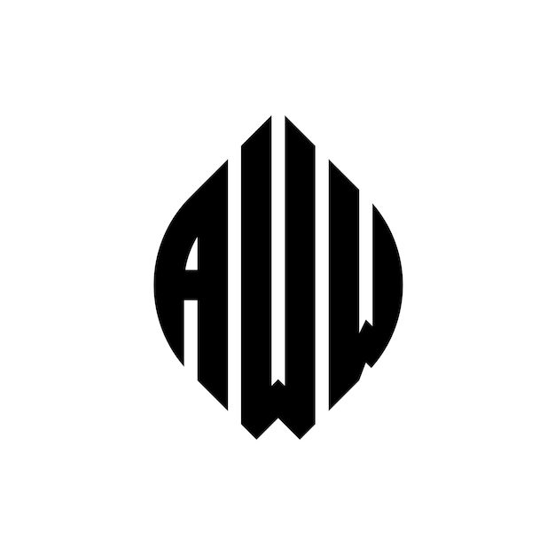 Дизайн логотипа AWW круговой буквы с формой круга и эллипса AWW эллипсовые буквы с типографическим стилем Три инициалы образуют логотип круга AWW Круговая эмблема Абстрактная монограмма Письмо Марка Вектор