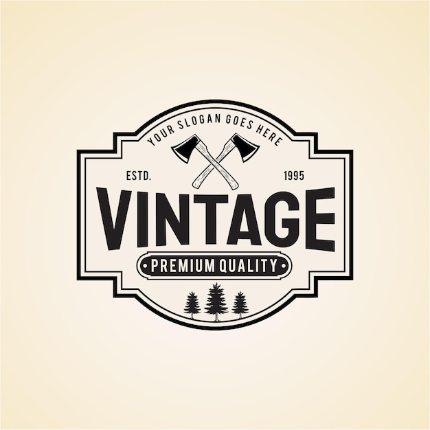 Vector ax adventure explore retro vintage style logo design