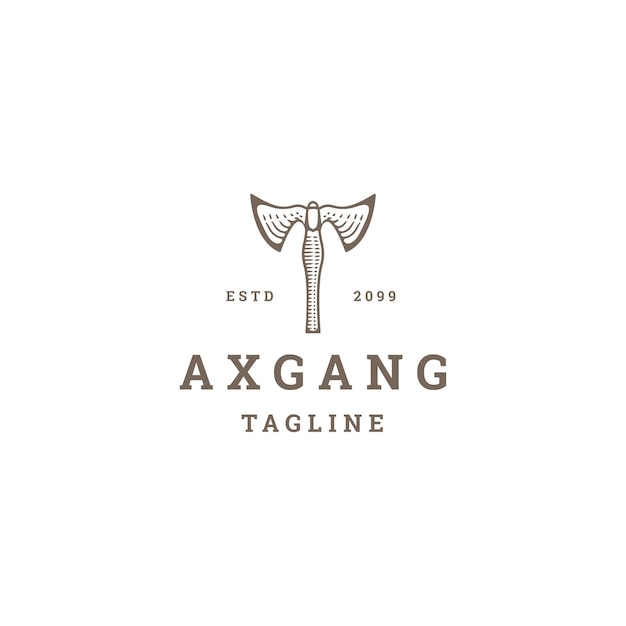 Ax gang logo vintage flat vector