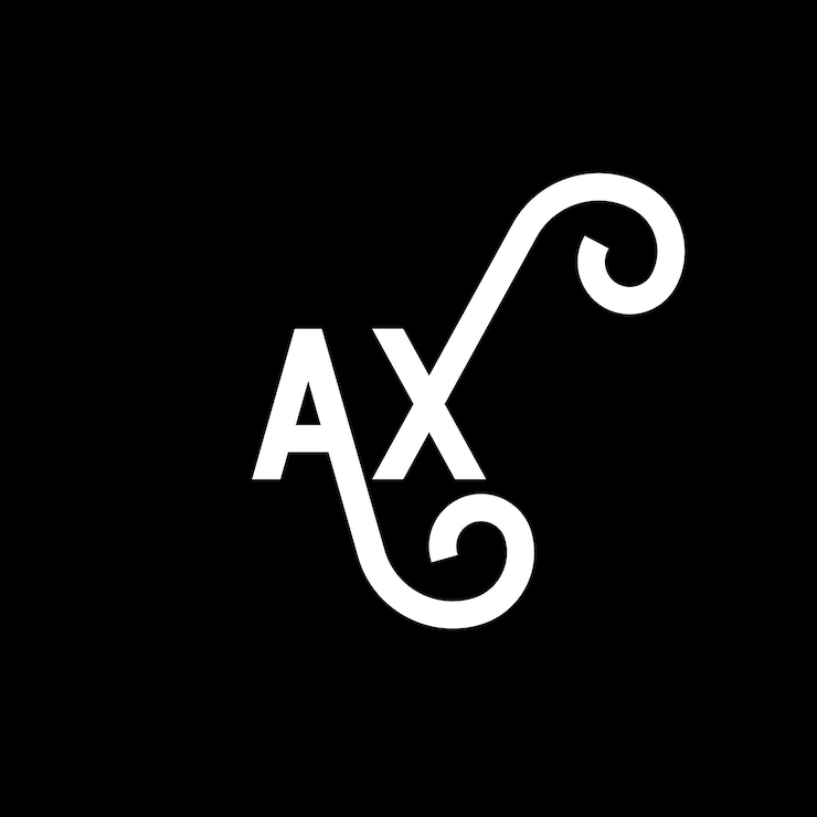 Vector 검은색 바탕에 ax 글자 로고 디자인 ax 크리에이티브 이니셜 글자 로그 개념 ax 문자 디자인 ax 흑색 바탕에  글자 디자인 a x a x 로고