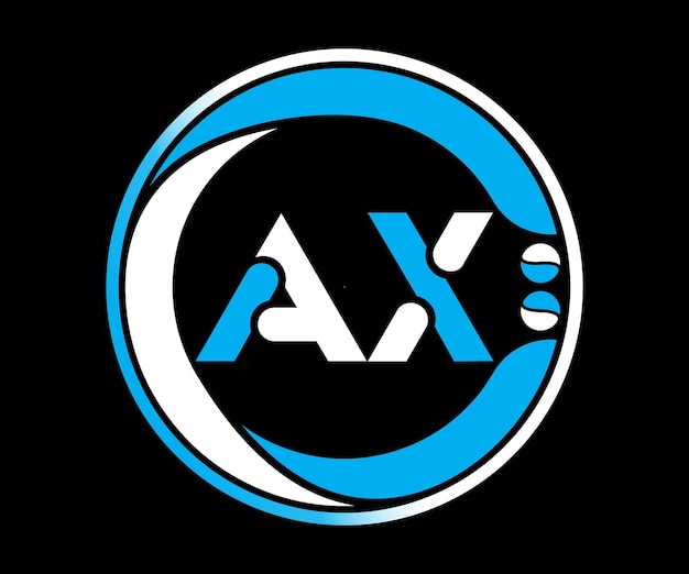 원형 모양의 AX 문자 로고 디자인 독특하고 심플한 디자인의 AX 로고 디자인