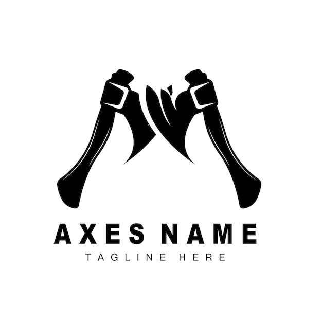 ax logo design war tool illustration and woodcutter vector