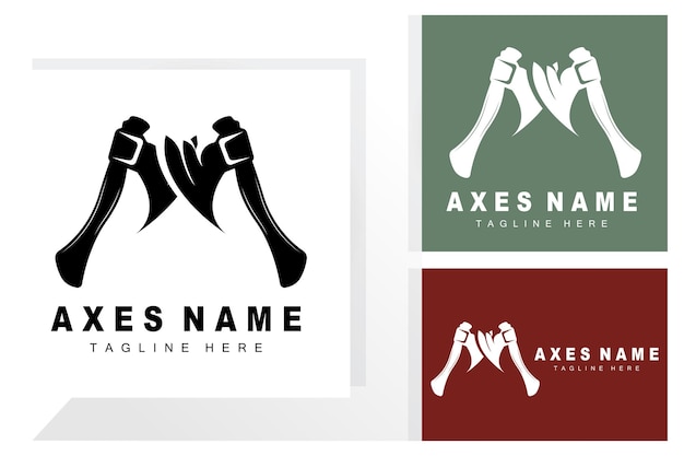 ax logo design war tool illustration and woodcutter vector