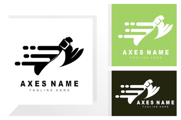 Ax Logo Design War Tool Illustration and Woodcutter Vector