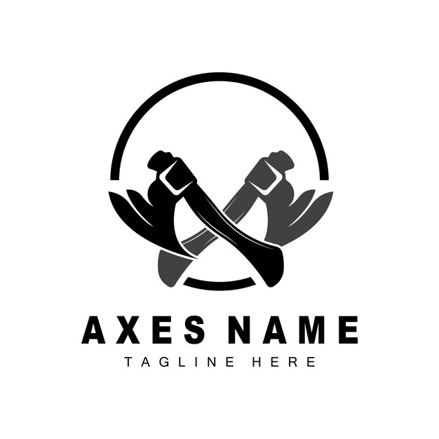 ax logo design war tool illustration and woodcutter vector