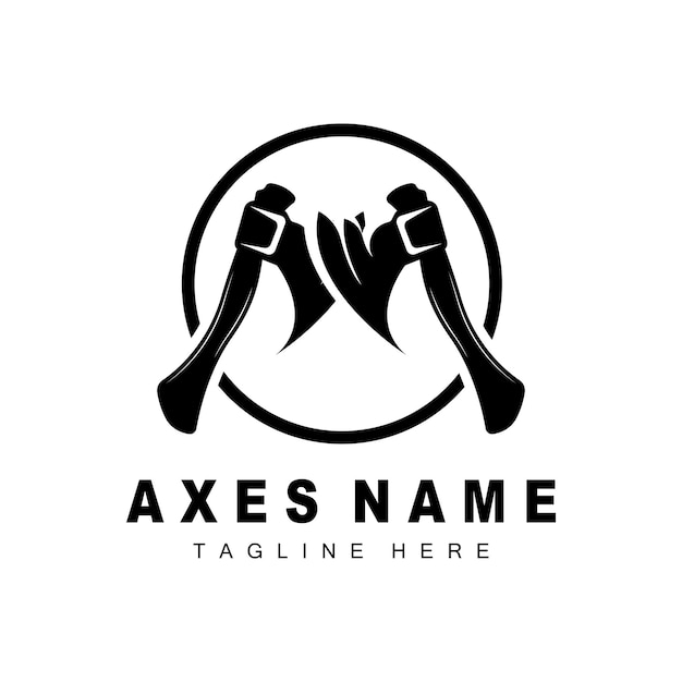 ax logo design war tool illustration and woodcutter vector