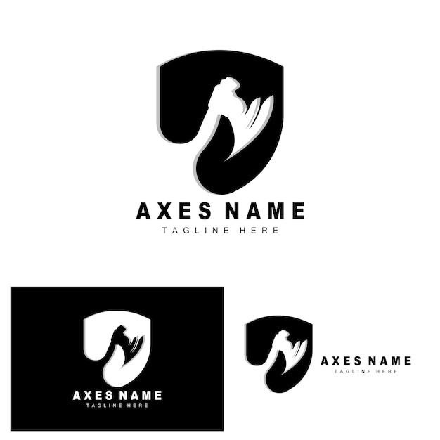 Ax Logo Design War Tool Illustration and Woodcutter Vector