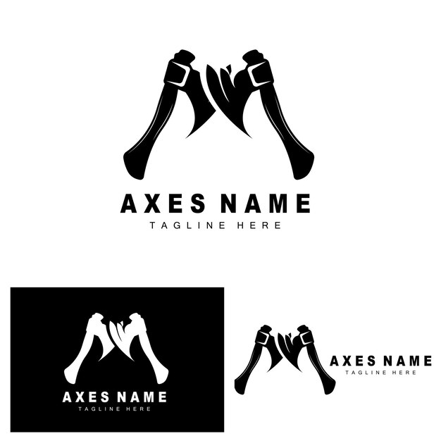 ax logo design war tool illustration and woodcutter vector