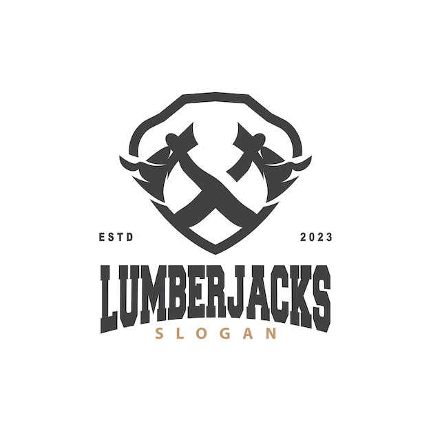 Ax Logo Wood Cutting Tool Black Silhouette Lumberjack Vector Old Retro Vintage Minimalist Design Icon Template Illustration