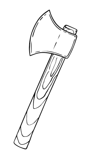 Топор с деревянной ручкой для колки дров doodle linear