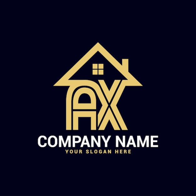 Ax, xa modello vettoriale del logo della lettera immobiliare